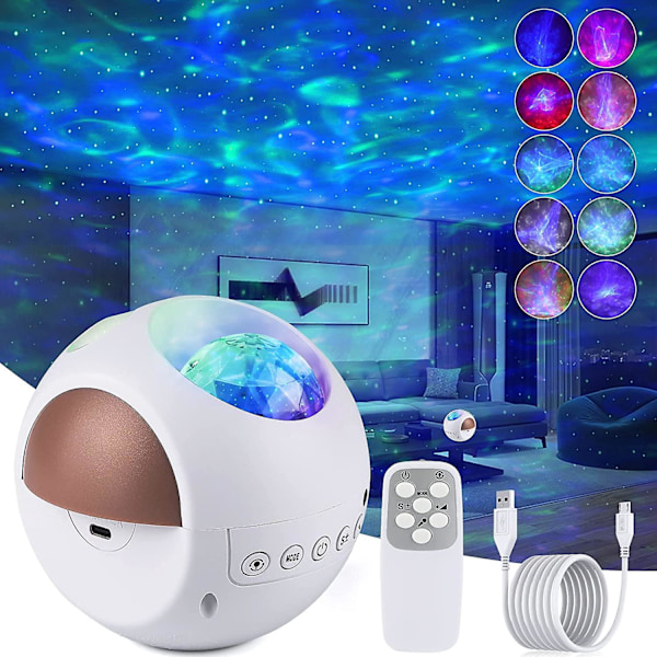Galaxy Projektor til Soveværelse, LED Stjerneprojektor med Fjernbetjening, Stemmestyring, Bluetooth Timer, Voksne, Boligindretning