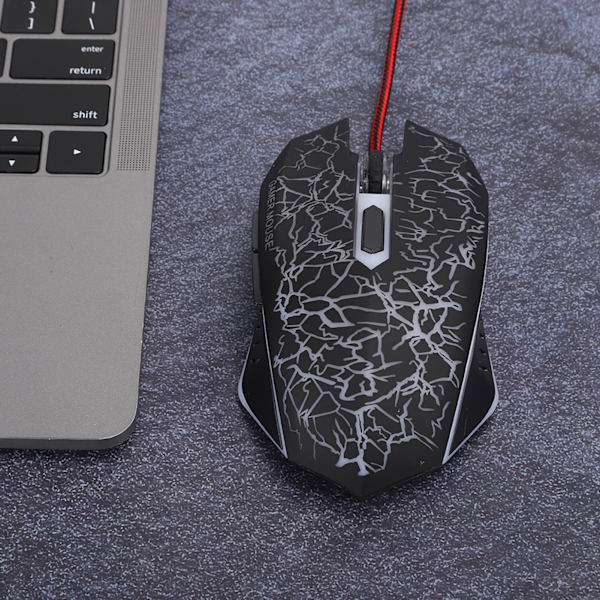 Trådlösa spelmöss med 6 knappar, ergonomisk LED USB-spelmöss för dator, bärbar dator, stationär dator