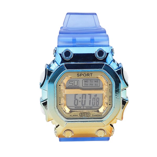 Digital Watch Colorful Gradient Quadrate Dial Clear Matt Strap Daily Waterproof Sports Watch for Student