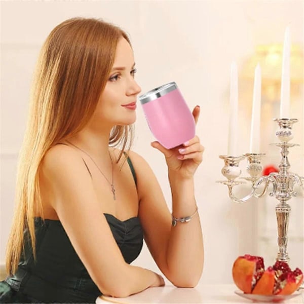 Äggskalsmugg Dubbelväggig Rostfri Isolerad Mugg Rosa