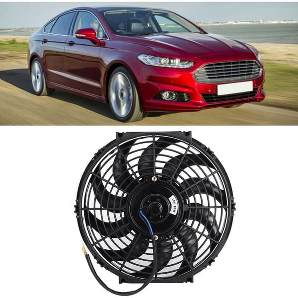 12V 12-tommer flad universal køleventilator med radiator monteringssæt