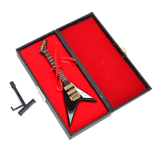 Elgitarr Modell Svart Mini Musikinstrument Samling Presentprydnader 14cm