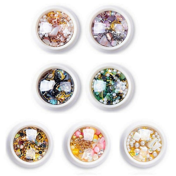 7 Æsker 3D Neglekunst Rhinestones Dekoration Sæt Neglebor Manicure Smykker Blandet Neglekunst Rhinestone