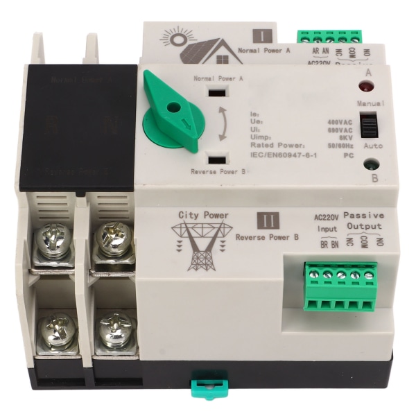 Dubbel automatisk omkopplare 2P Millisekundsnabb kretsstyrenhet PV-typ AC220V 80A