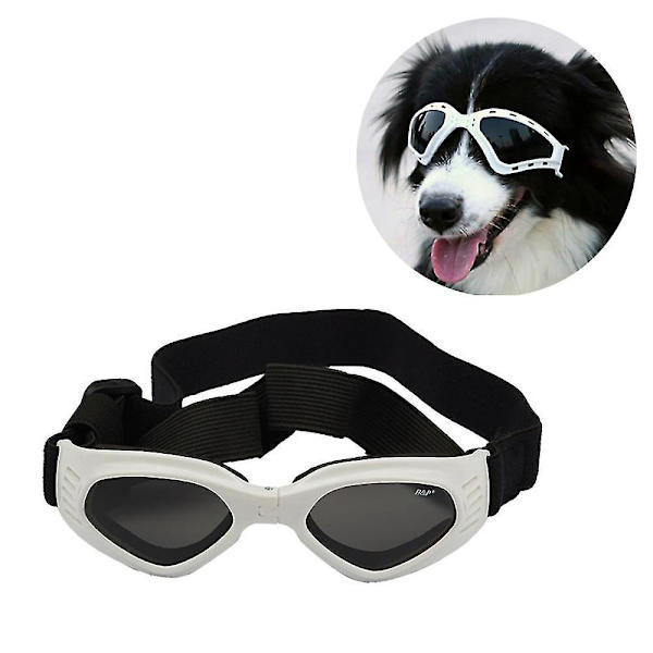 Foldbare Pet Solbriller Hundebriller UV-beskyttelse Vindtæt briller Hvid
