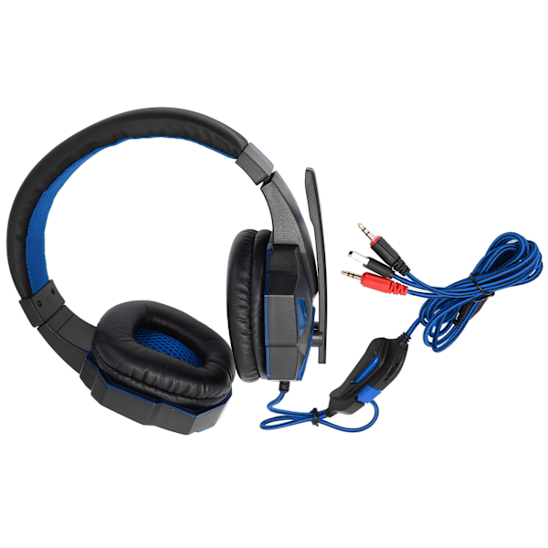 Gaming Headset Luminous Justerbar Volum 3.5mm Gaming Headset med Mikrofon for PC Svart Blå