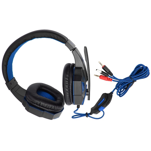 Gaming Headset Luminous Justerbar Volym 3,5 mm Gaming Headset med Mikrofon för PC Svart Blå