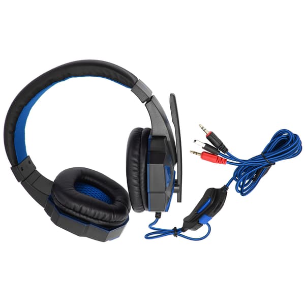 Gaming Headset Lysende Justerbar Lydstyrke 3,5 mm Gaming Headset med Mikrofon til PC Sort Blå