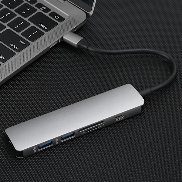 Type-C 6 i 1 Hub Multifunktionel Udvidelsesdock Type-C til HDMI/USB3.0/PD3.0 Opladning