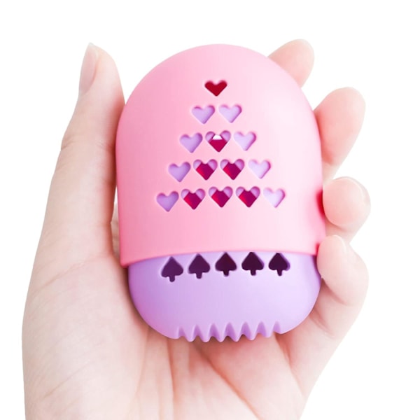 Makeup Svampeholder, Silikone Beauty Blender Etui Rejsevenlig Vaskbar og Ventileret Makeup Æggeholder til Gave (Lilla & Pink)