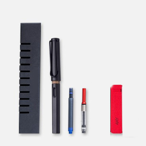Frosted Black Triangular Fountain Pen Set med tredimensionellt grepp, synligt bläckfönster, kalligrafi
