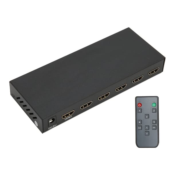 Ljudextraktor 5-portars stöd 4K 60Hz UHD Auto EDID HDR HD Multimedia Interface Switch Ljuddelare med ARC 100‑240V EU-kontakt