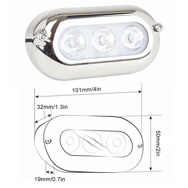 LED undervannslys Vanntett Marine Båt Yacht Bunn Hale Lampe Blått Lys