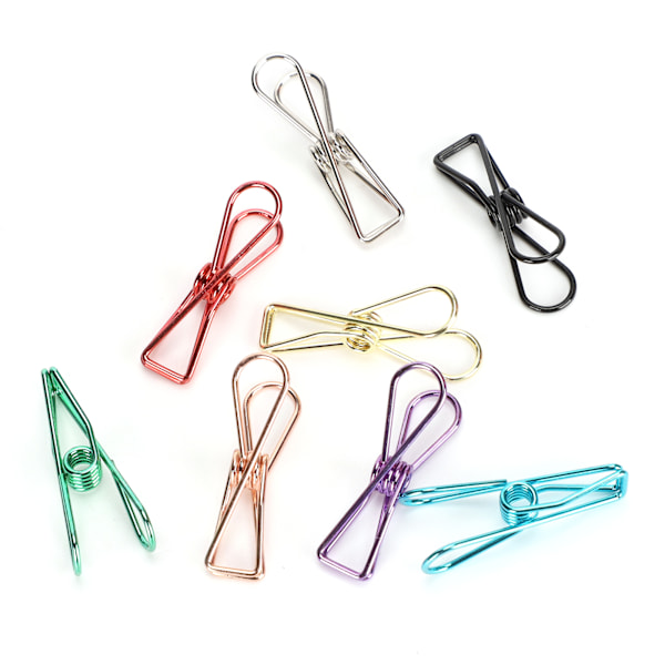 40 stk. Metal Små Clips Hule Fisk Form Farve Pose Forseglingsregning Papirholder Kontor Stationery