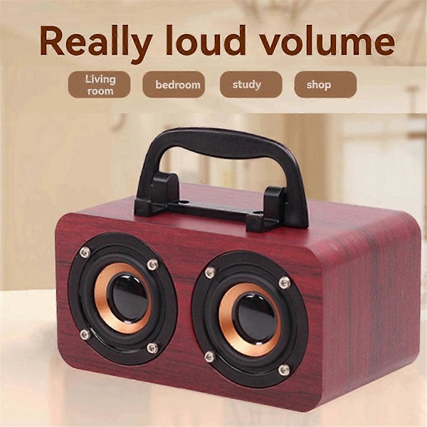Træhøjtaler Bluetooth 5.0 Dual Channel Stereo med FM Radio, A