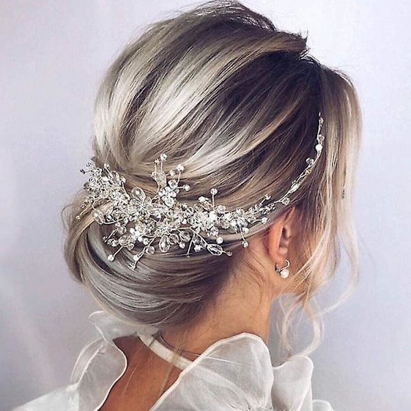 Krystall Bryllupshårpynt med Rhinestones og Blad Elegant Hår Smykker til Bryllup og Fester
