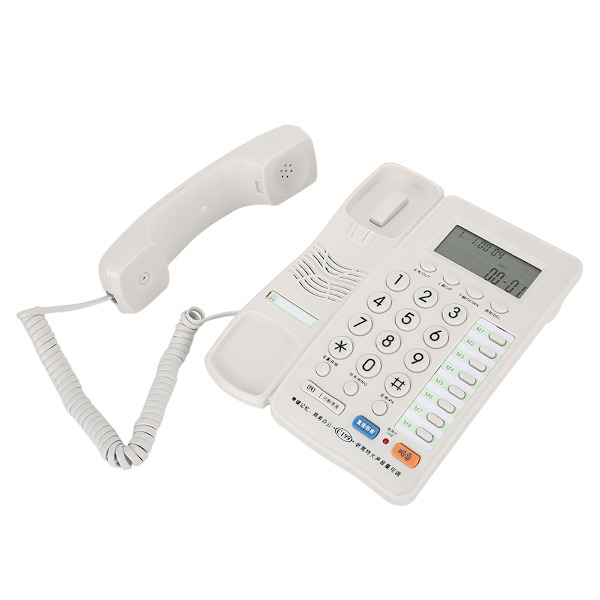 C199 Fastnettelefon Hjem Kablet Fastnet Kontor Telefon med Ledning Skrivebord Stor Skærm Hvid