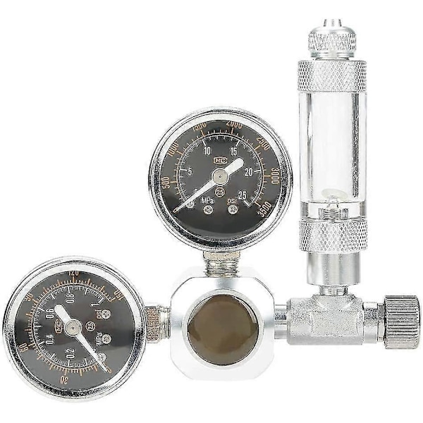 Co2 Regulator for Akvarier Dobbel Akvarium Co2 Trykkmåler Justerbart Trykk Co2 System Med Bobleteller og Tilbakeslagsventil(w21.8)