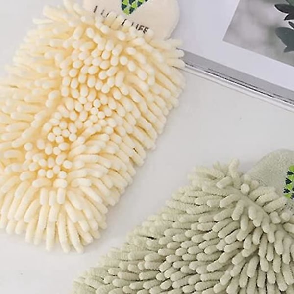 2-pack Kökshängande Handdukar i Chenille, Set med Hand- och Ansiktshanddukar, Badrums Handdukar