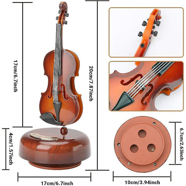 Klassisk violinmusikdosa med roterande bas - perfekt present till pojkar och flickor