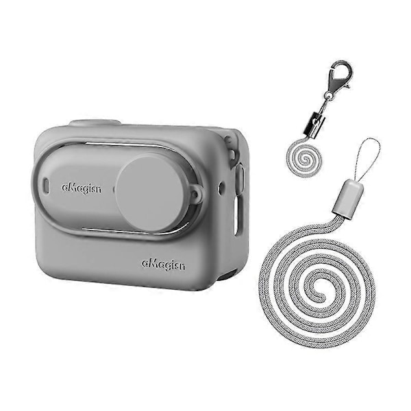 Silikonisuojakotelo Insta360 GO 3 -kameralle + Action Pod Mukana kaulanauha -GSLA ZD Y harmaa
