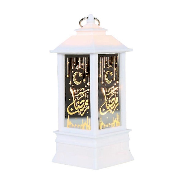 Ramadan Dekorasjoner til Hjemmet Palass Lanterne LED Lys Ornamenter Lampe Ramadan Gave Hvit S
