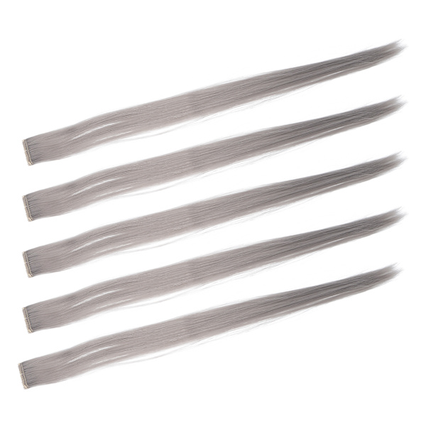 5 stk rett hårstykke klips lys farge 21,65 tommer hårforlengelse hårpynt for Cosplay PartyGrey