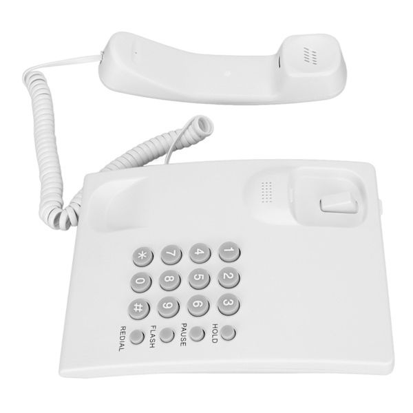 Skrivebordsmontert telefon med siste nummer-valg, P/T-modus, ledning, fasttelefon for hjem og hotell