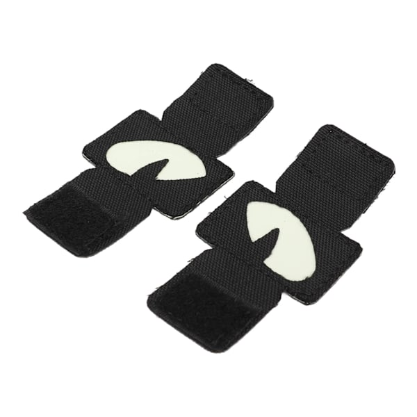 2 stk. Katteøje-patch med reflekterende velcro-design i lærred - Lysende katteøje-patch til hatte, uniformer, rygsække, udendørsaktiviteter og natteture - Sort