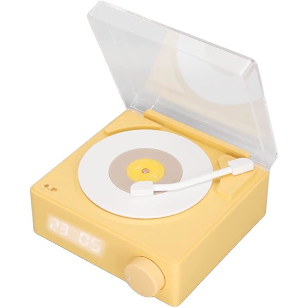 Retro-tyyliinen pyörivä vinyylilevyherätyskellokaiutin, X11 Bluetooth-herätyskellokaiutin 360 asteen stereosoundilla, retro-herätyskello digitaalisella näytöllä, kaiutin DC 5V1A(Ye