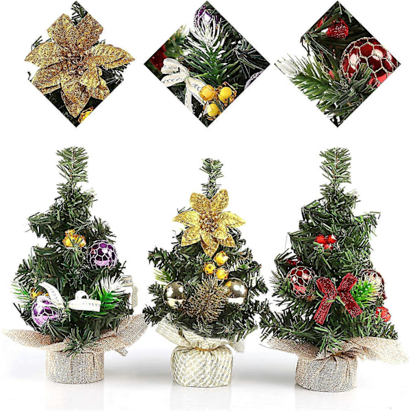 Mini Konstgjord Julgran Mini, Set med 3 Konstgjorda Julgranar för Heminredning, Butik, Kontor 20 x 11 CM