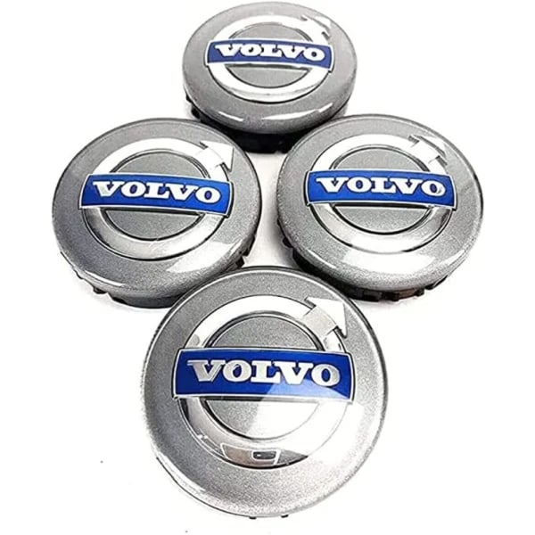 Pakke med 4 Sølv For Volvo 64mm Senterhette Volvo Sølv
