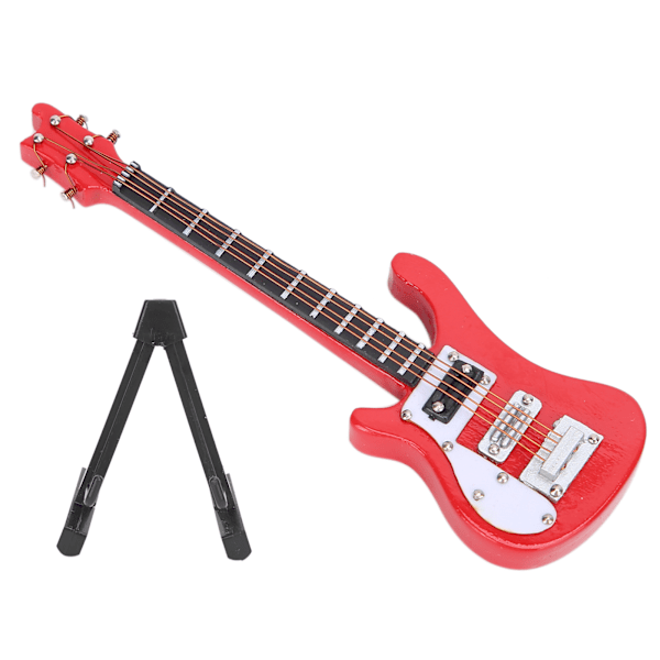 Miniatyr elektrisk gitarmodell i tre, musikkinstrument, ornamenter, gaver, rød