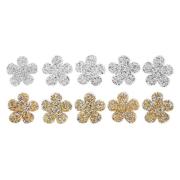 10 stk. Rhinestone Applique Patches Gul Sølv Rhinestone Blomsterform Patches Blomster DIY Håndlavede Patches til Hat