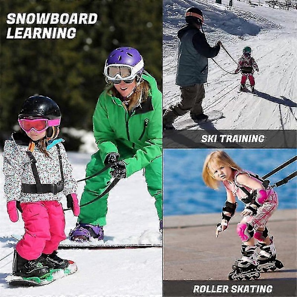 Ski- og snowboardsele til børn - Træningsline til at lære dit barn det grundlæggende i skiløb og snowboarding - JRCN sort