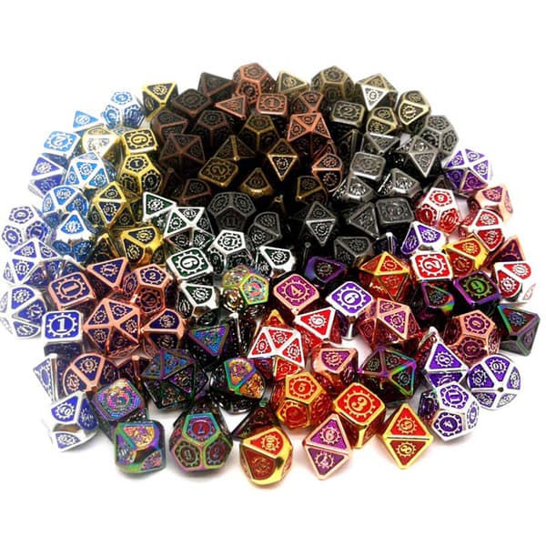 7 stk. sett sinklegering metall terninger sett polyhedrale terninger sett RPG terninger sett for rollespill brettspill