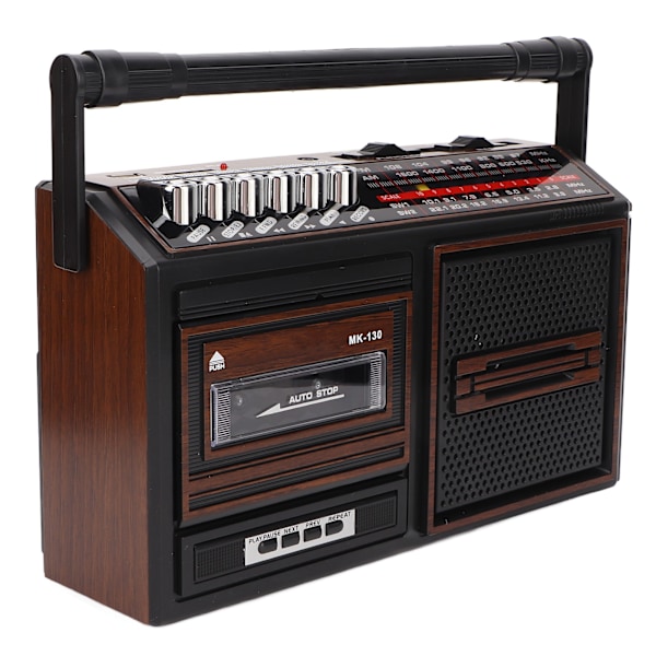 Kassettspiller Opptaker Full Band Støyfri Plug in Card AM FM Bærbar Radio for Eldre Barn Brun EU Plugg 220V