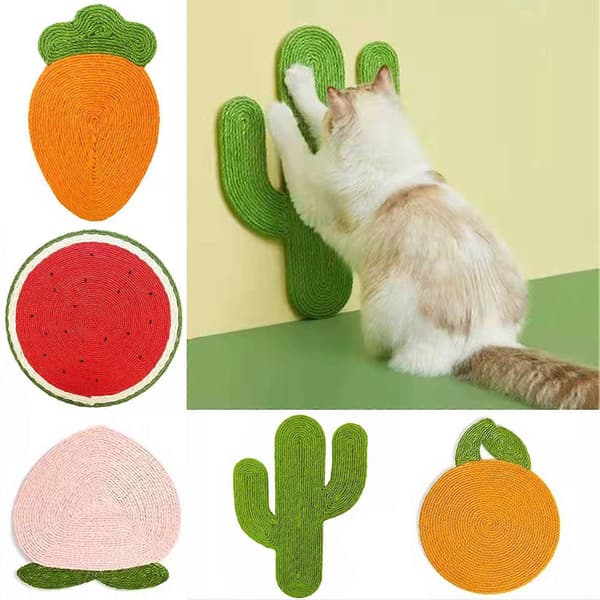 Adorable Cat Scratching Board Durable Interactive Cat Toy for Home Wall Honey Peach