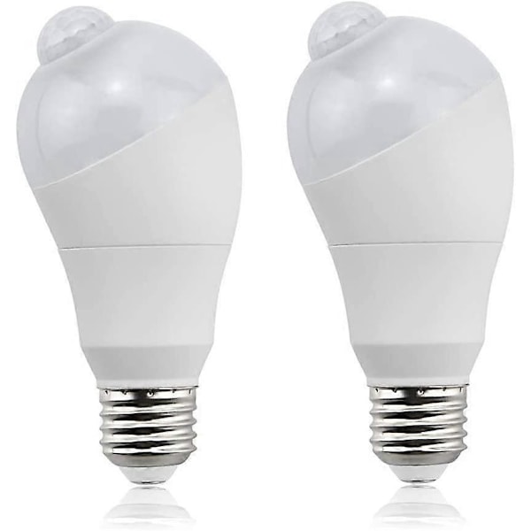 5W E27 PIR Infraröd Rörelsesensor LED-lampa E27 Edison Skruv Nattlampa Auto På/Av för Gård, Trappa, Trädgård, Garage, Lager, etc (2st, Varmvit)