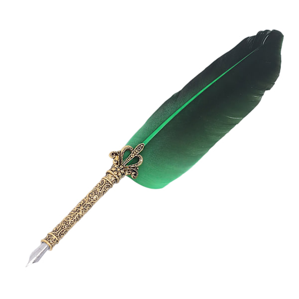 Fjerpen i zinklegering med høj glathed, elegante farver, europæisk retrostil, fjerpen til skrivning, tegning, grøn
