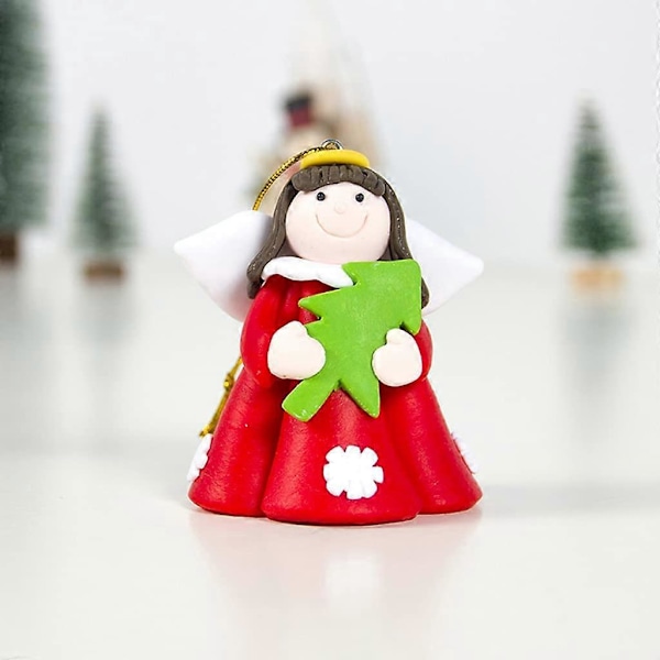 2 Pakk Juletrepynt Engel Dukke Anheng Vinget Engel Hengende Ornament Skinnende Ornamenter for Soverom Peis (Gul)