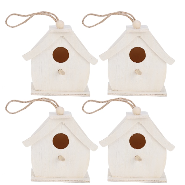 4Pcs Mini Wooden Bird House Hanging Birds Nests Ornaments for Outdoor Garden Balcony Courtyard