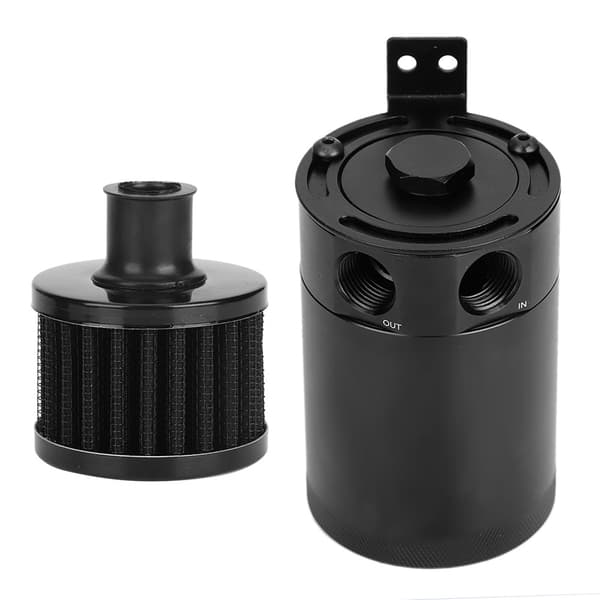 Universell oljeoppsamlingstank med 2 porter, dreneringsventil, pusteventil, baffel, 150 ml kapasitet