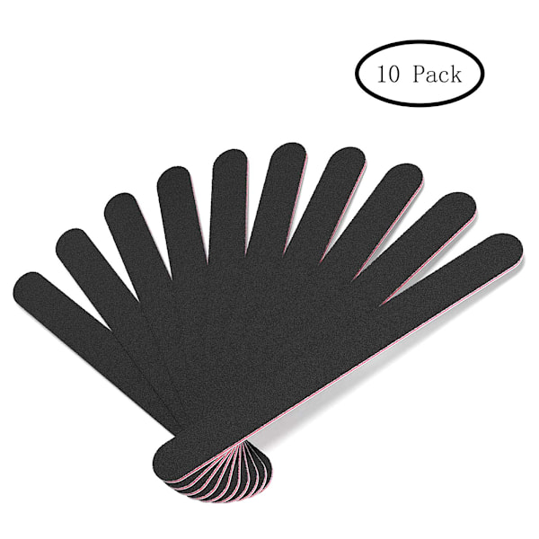 10 stk. Professionelle dobbeltsidede 100/180 grit neglefile Emery Board Neglebufferfiler Manicure Pedicure Værktøjer