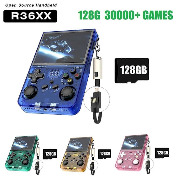 R36XX Retro-käsikonsoli 128G 30000+ peliä 3,5 tuuman näyttö A