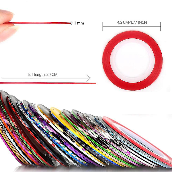 32 Farver Negle Striping Tape Line, Multicolor Ruller Striping Tape Line Neglekunst Dekoration Sticker DIY Negletipper