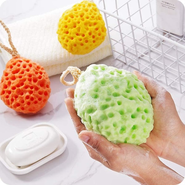 3-pack Naturliga Badsvampar, Loofah Duschsvamp Kroppsskrubb Exfolierande Rengöring Kroppssvamp för Män Kvinnor Barn