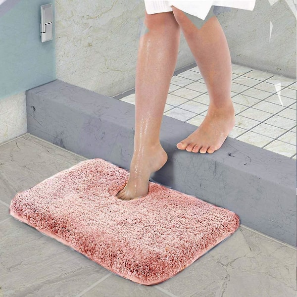 Tjock Lång Hög Badmatta Halksäker Med Mjuk Mikrofiber Vattenabsorberande Badmatta För Badrum Dusch Badkar Sovrum (Rosa) 40 x 60cm