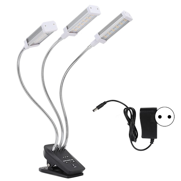LED Grow Light 3 Hoved 360° Justerbar Tidsindstillet Plantevækstlampe til Drivhus Kontor 100‑240V Sølv EU Stik