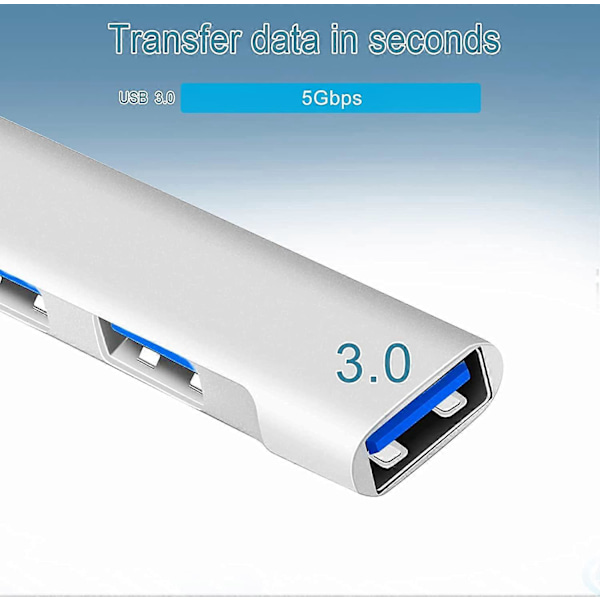 USB Hub, Ultra-Slim 4 Port USB Hub1*USB3.0 & 3*USB2.0, Multi USB Adapter, USB Splitter Til PC, Notebook, MacBook, Desktop, PS3 PS4, Xbox, Wii, XPS, Mo
